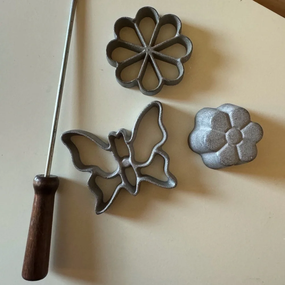 Vintage Rosette Iron set for cookies and pastry shells, etc.